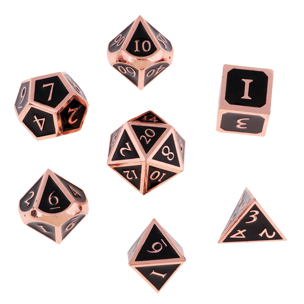 

7Pcs Zinc Alloy Table Game Dice Set Durable Entertainment Game Dices for DnD RPG MTG Table Board Games