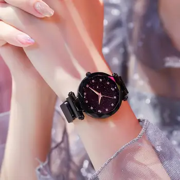 

Purple Magnet Watch Starry Sky Korean Version Simple Fashion Trend Waterproof Network Stainless Steel Quartz 2019 New Watch