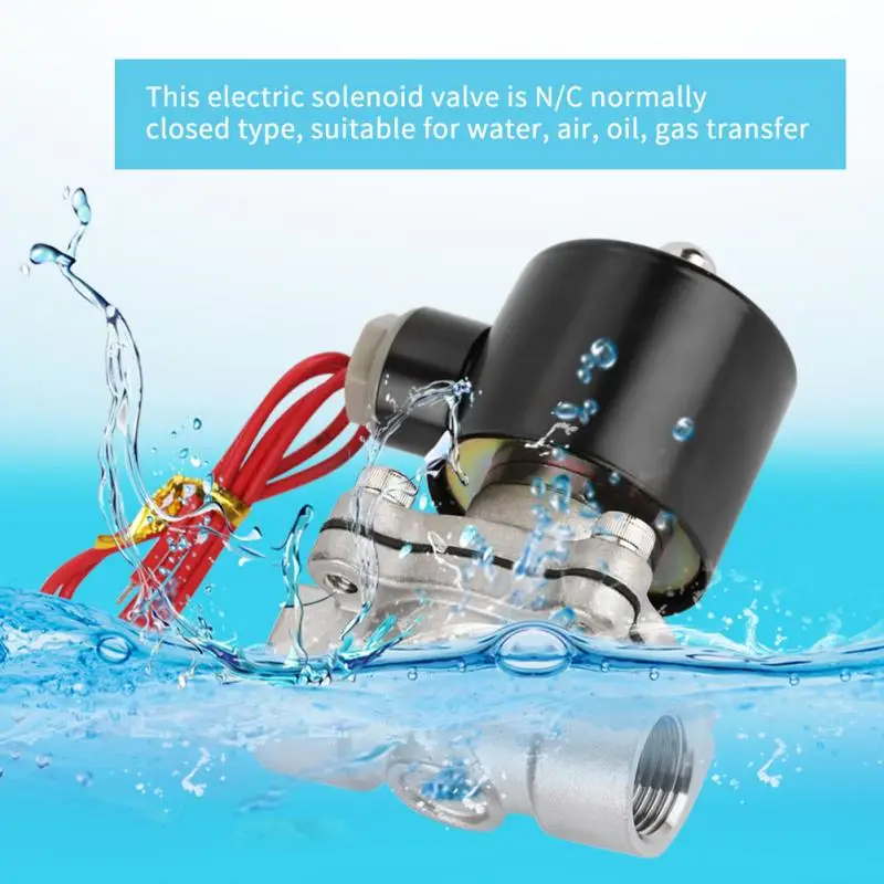 Новый AC 220V G1/2 &quotНержавеющая сталь 304 нормально закрытый Электрический