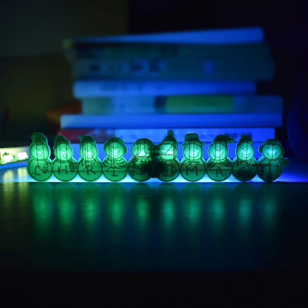 Brandsonsale operated DIY Christmas Snowman Music Box Full Color LED Flashing Kit Built in 14 Backlight & Songs