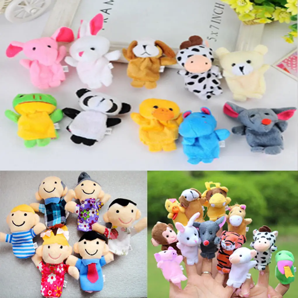 

New 6/12Pcs Animal Finger Puppet Cartoon Doll Kids Baby Educational Toy Gift Family Puppets