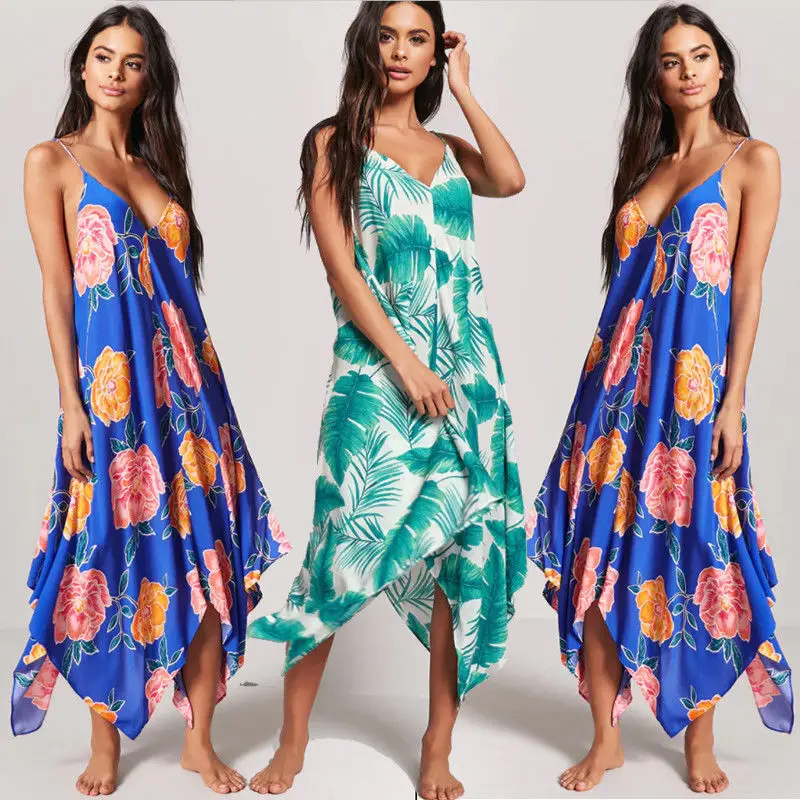 Hirigin Brand Swimsuit 2019 New Summer Sexy Women Cover-Ups Boho Chiffon Beach Dress Long Maxi Dress Sundress Female Outfit