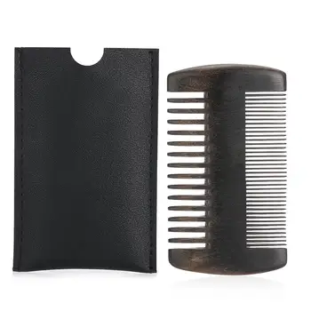 

Ebony Mustache Shaper with Black PU Leather Bag Styling Comb Tool Beard Shaping Comb
