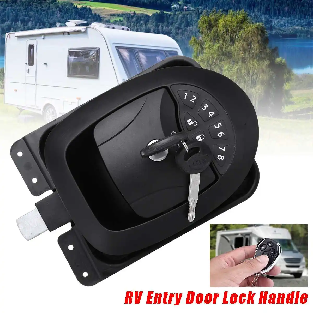 

Car RV Keyless Entry Wireless Electric Trailer Caravan Boat Door Lock Latch Handle Zinc Alloy+Plastic Waterproof With two keys