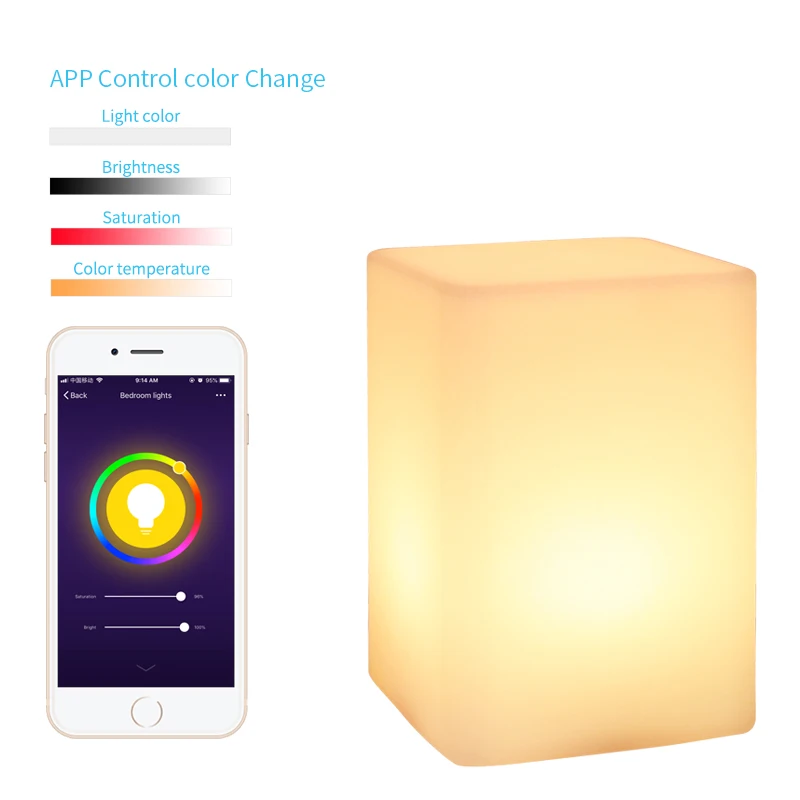 Прямоугольная форма, WiFi, умная настольная лампа, совместимая с Alexa, голосовое управление, ручной сенсорный светодиодный светильник, Ночной светильник, управление, светодиодный, с помощью приложения
