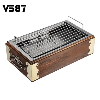 

Portable Wood Stainless Steel BBQ Grill Food Barbecue Cooking Tools Charcoal Barbecue Stove CampingBBQ Tools Kitchen Accessories