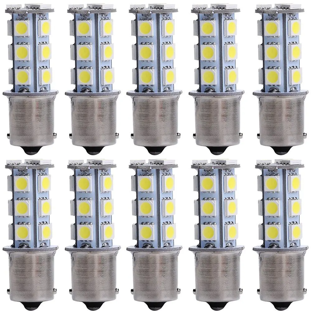 10pcs Bright White 1156 BA15S 1141 18SMD 5050 LED Replacement Bulb for Car Interior Turn Backup