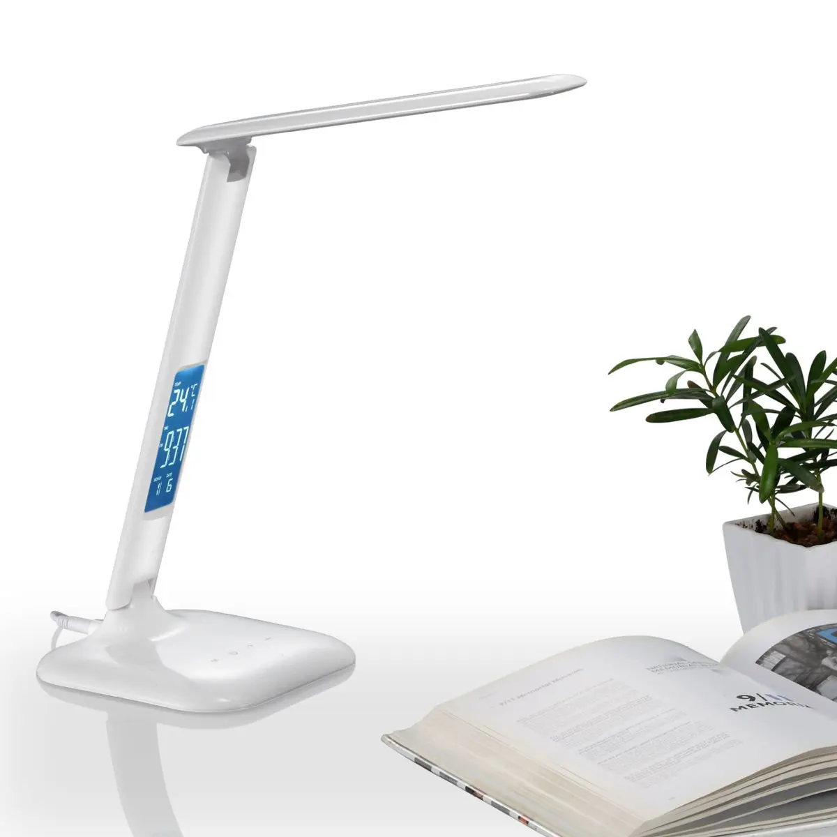 

LED Table Light Bedside Desk Reading Lamp with 3 Modes Each 5 Illumination Intensity LCD Display Adjustable Rotatable USB Charge