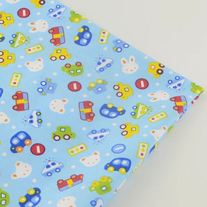 

2016 New Cartoon Cars 100% Cotton Blue Twill Fabrics Home Textile Tissue Bedding Scrapbooking Quilting Patchwork Decoration Tela
