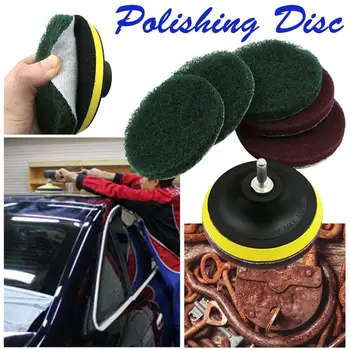 

4-inch Electric Drill Self-adhesive Polishing Disc Thickened Round Fiber 100MM Shaft Polishing Disc With Scouring Pads