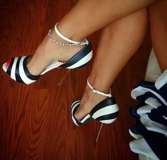 black and white pumps with ankle strap