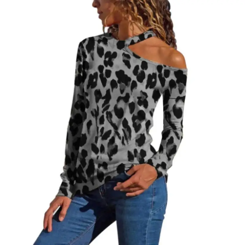 

Women Causal T Shirt Ladies Tops Leopard Print Long Sleeve Blusas Clothing Female Vintage Tee Mujer De Moda SJ1586X