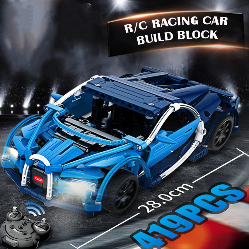 

28CM RC Car Bugatties Model Building Blocks Set Rechargeable Battery 419pcs Brick Apply to Legoes LEPINS technic Toys Gift Boy