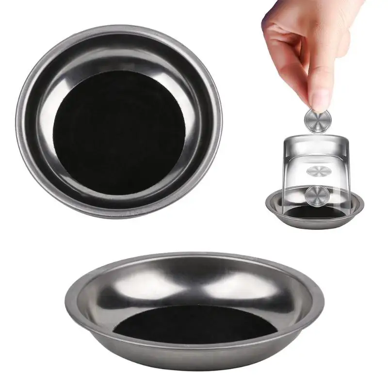 1pcs Pena Coin penetration Dish coin thru rubber sheet into Cup Black Hole magic trick mentalism props illusion magia