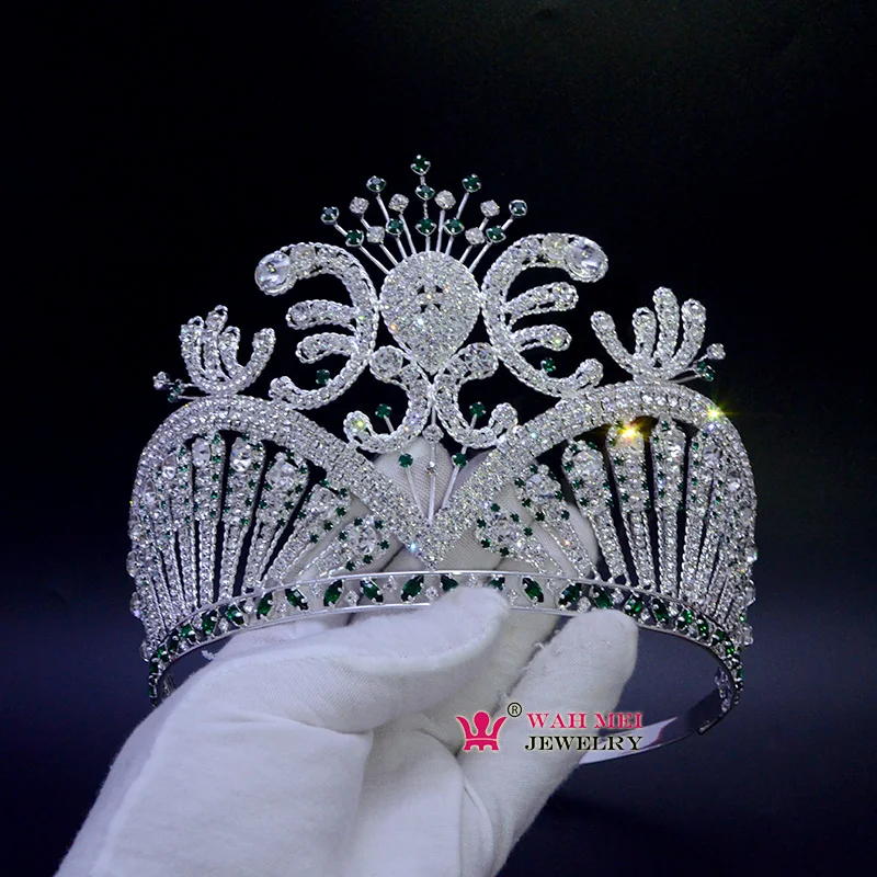 Miss beauty Pageant Crown, Высококачественная тиара, зеленые австралийские стразы, ручная работа, регулируемая повязка на голову Mo250