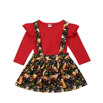 

Pudcoco Toddler Baby Girls Set Long Sleeve Tops Long Sleeve Romper Jungle Overalls + Skirt Outfit 2pcs Clothes