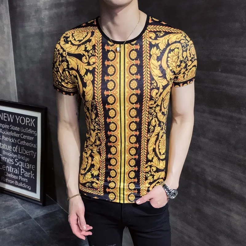 Барокко Панталон мода новая футболка с принтом Мужские Клубные вечерние Hombre Camiseta