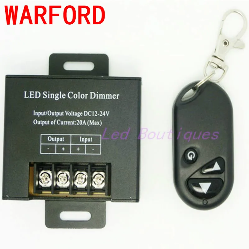 

DC12-24V 20A Single Channel LED Dimmer Controller with 3Key Wirelss RF Remote Control for Single Color 5050 3528 LED Striplight