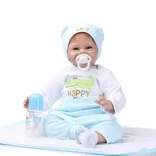 Reborn Silicone Eyes Kids Gift Baby Blue Doll Unisex 4Years 2 Opened Realistic Collectibles Playmate Clothes Soft With