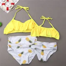 Семейные комплекты; одежда для мамы, папы и детей; комплекты купальник фрукты, ананас ванный комплект Для женщин купальник-бикини для девочек, Для мужчин мальчиков Мужские Шорты для купания пляжная одежда