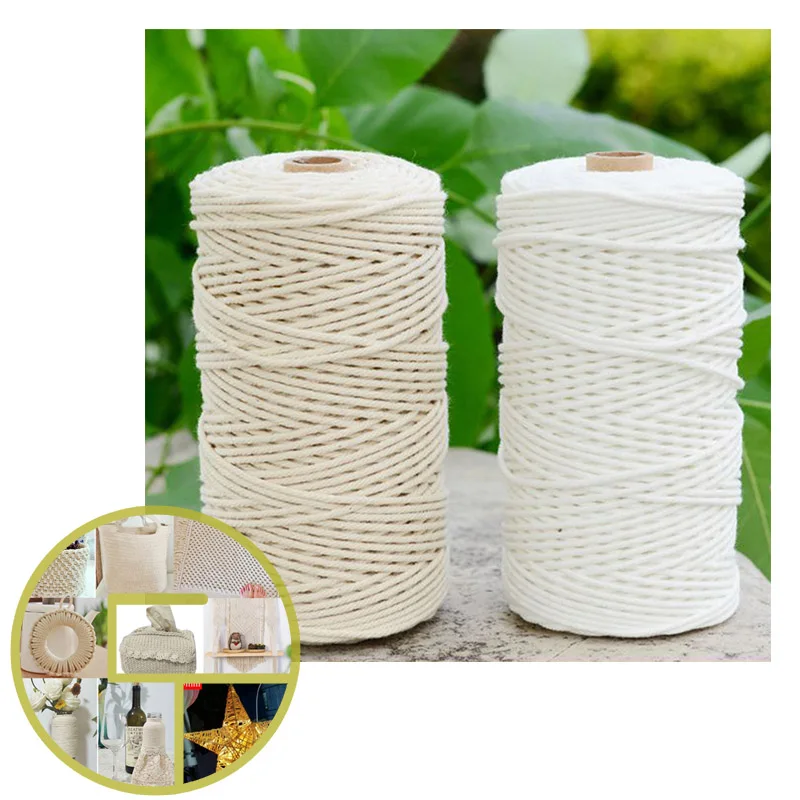 

Craft Macrame Artisan String Natural Cotton 1 Roll Twisted Cord 1mm Diameter Handmade DIY Tying Thread Rope Beige Soft Cottons