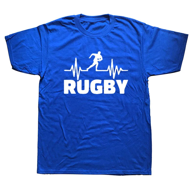نبضات من Rugbying تي شيرت الرجال الصيف أزياء قصيرة كم T قميص القطن مضحك المطبوعة قمم رجل المحملة