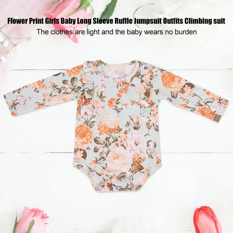 Light Long Sleeve Girls Ruffles Jumpsuit Baby Infant Jumpsuit Bodysuit Outfits