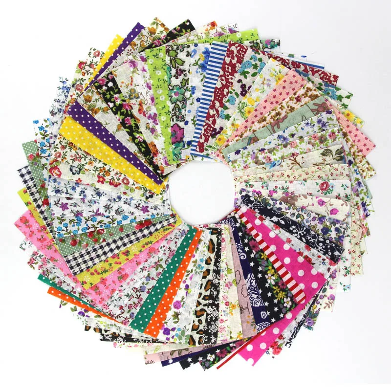 

50 Pcs Mixed Color Patchwork Sewing Square Floral Fabric 10x10cm Cotton Cloth Pastoral Floral DIY Materials Home Supplies