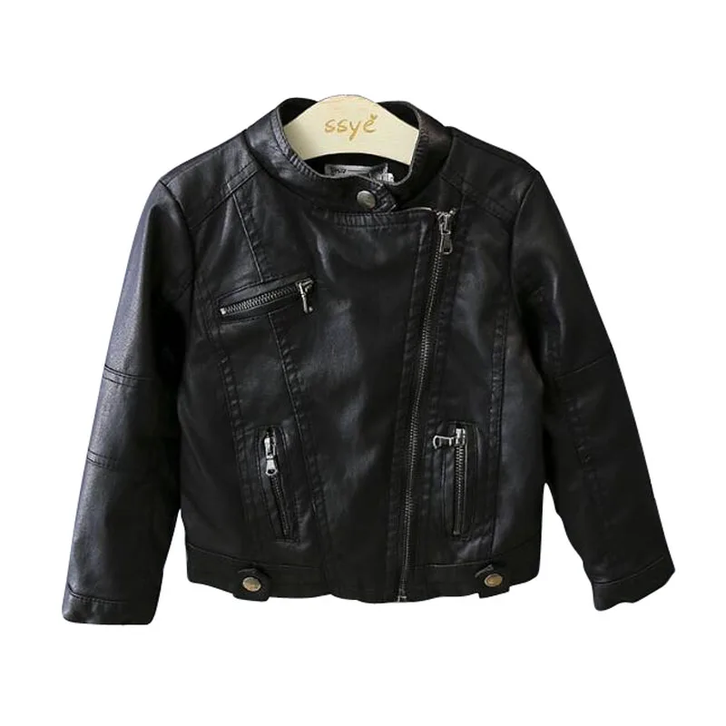 

Children PU Leather Jacket Girls Autumn Leather Coat Girls Spring Jacket Children Solid Casual Outerwear