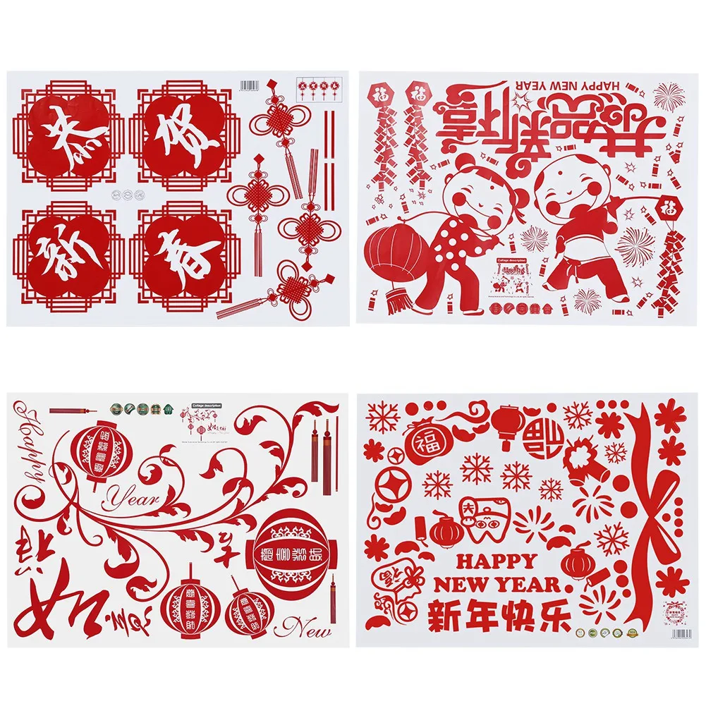 

Traditional Adhesive Chinese New Year Wall Stickers Living Room Wall Window Door Decal Home Decoration