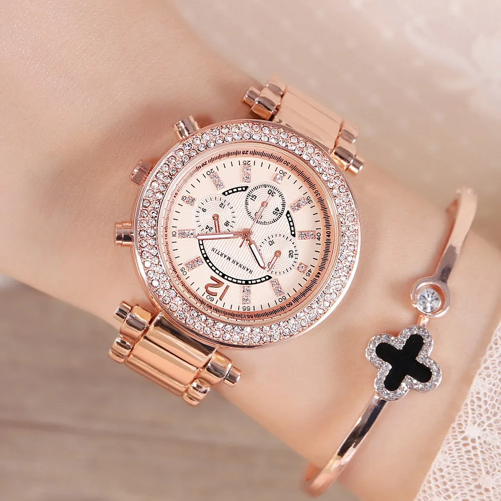 

Japan Movement Retro Luxury Double Row Diamond Lady Watch Quartz Shockingproof Business Relogio Feminino Women Waterproof Watch