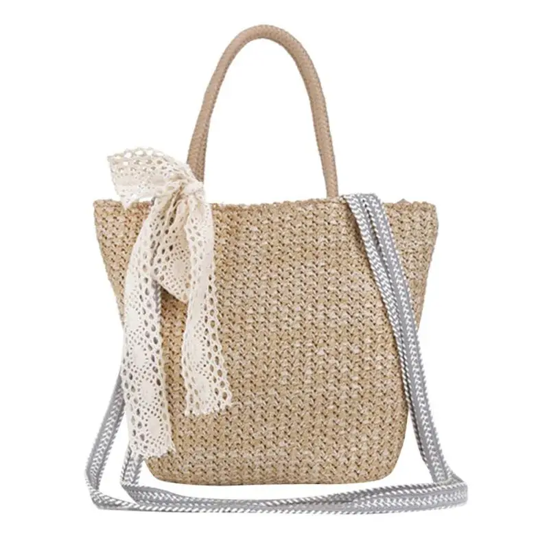 

Retro Women Straw Messenger Handbag Beach Girls Tote Shoulder Crossbody Bag Simple Shopping Bag