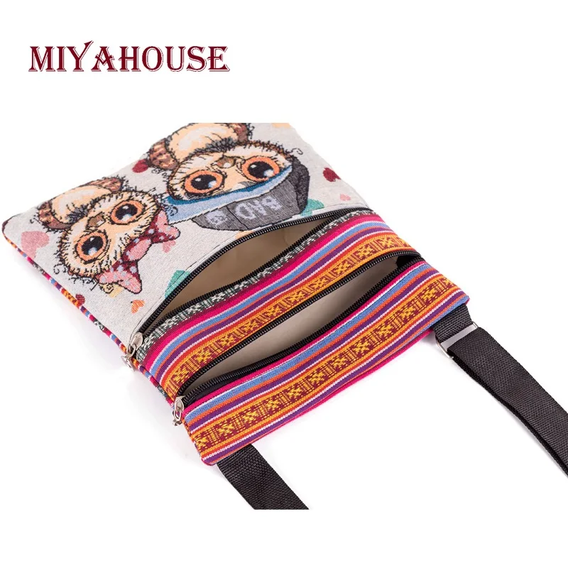 Мини Кроссбоди Miyahouse женское жаккардовое с вышивкой холщовая сумочка кросс боди