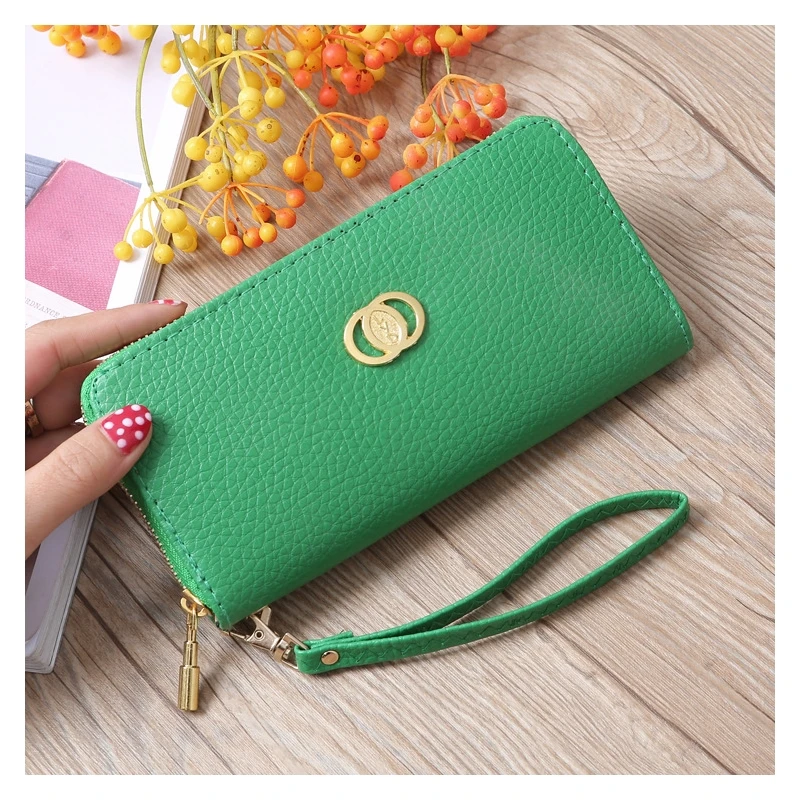 

Korean Version Lyd Ladies Wallet Litchi Pattern Ladies Clutch Bag Pure Color Ladies Wallet Card Bag