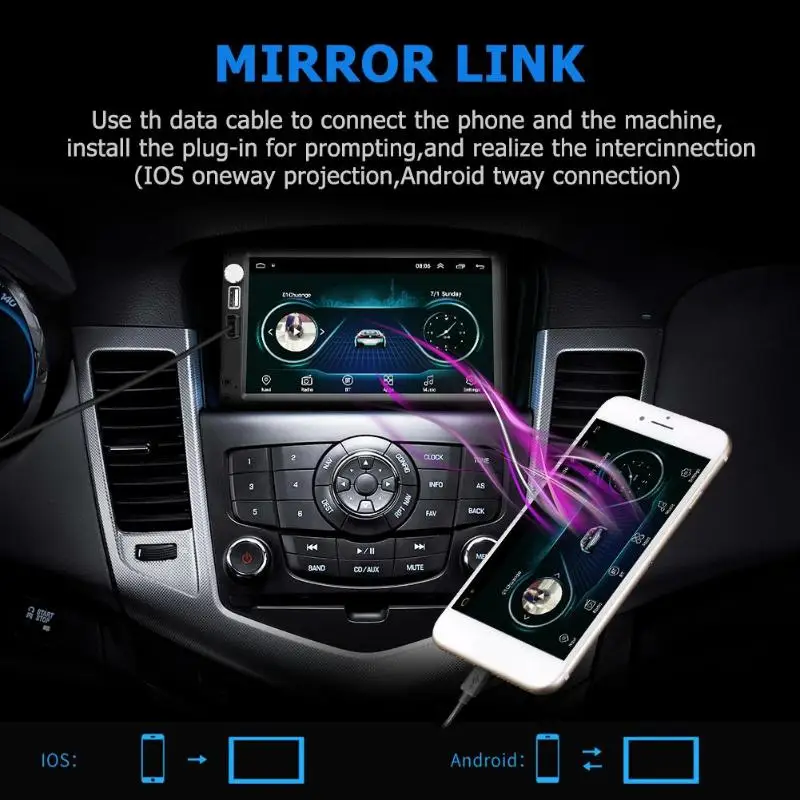  7 Inch Touchscreen Android 8.1 Auto Stereo MP5 Player GPS Navi FM Radio WiFi BT4.0 U Disk Kopf Einh
