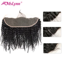 Афро кудрявые Вьющиеся Волосы Кружева Фронтальная 13x4 кружева фронтальные бразильские волосы с закрытием переплетения Remy человеческие волосы закрытие mslyn