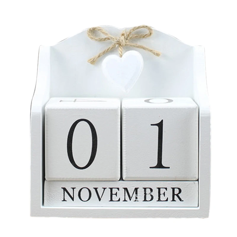  2019 Creative Diy Wood Block Perpetual Calendar Desk Figurines Calendar Wood Calendar Fashion Home 