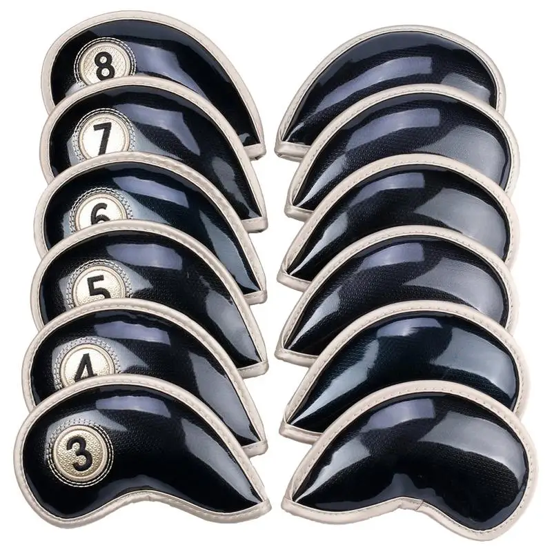 

12pcs (3~9,AW,SW,PW,LW,X ) Golf Club Cover The Latest Crystal PU Iron Wedge Cover Putter Cover Protective Headcover