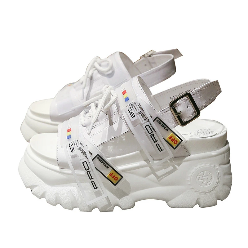 2019 Summer Chunky Sandals Women 8CM Wedge High Heels Shoes Female Buckle Platform Leather Casual Slippers Woman Sneakers Sandal 2019 Summer Chunky Sandals Women 8CM Wedge High Heels Shoes Female Buckle Platform Leather Casual Slippers Woman Sneakers Sandal