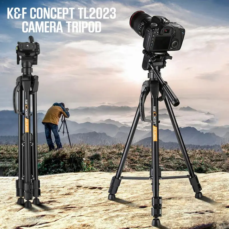 

K&F CONCEPT TL2023 Tripod Lightweight Compact Aluminum DSLR Camera Tripod with 360 Panorama Ball Quick Release Plate for Travel