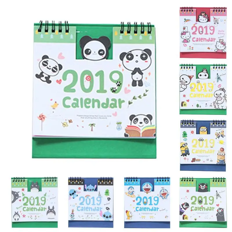 

2019 New Year Paper Calendar Gift With China Lunar Calendar Cute Cartoon Decorative For Desk