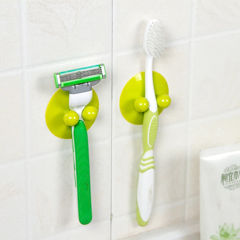 

2Pcs Shaver Storage Rack Beard Shaving Rack Suction Razor Plastic Wall Mounted Type Hook Bathroom Organizer Accessories