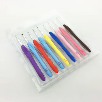 

9Pcs Mixed Sweater Knitting Circular Rubber Handle Crochet Hooks Smooth Weave Craft Needle