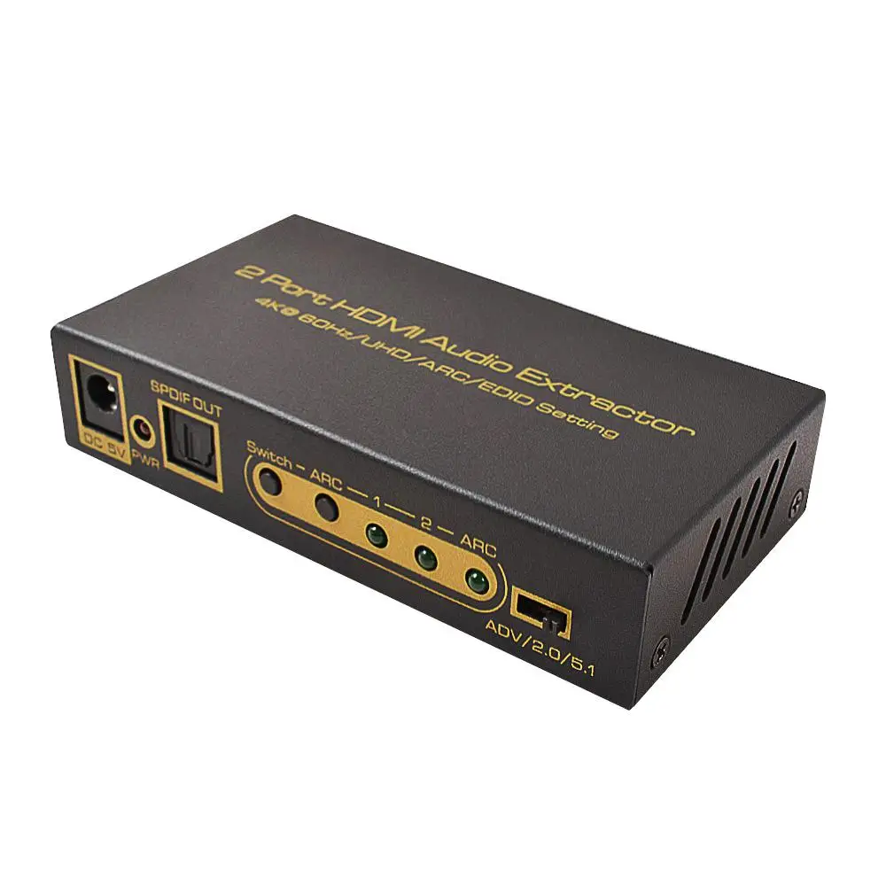 DSstyles HDMI 2 порта аудио экстрактор сплиттер поддерживает 4K @ 60