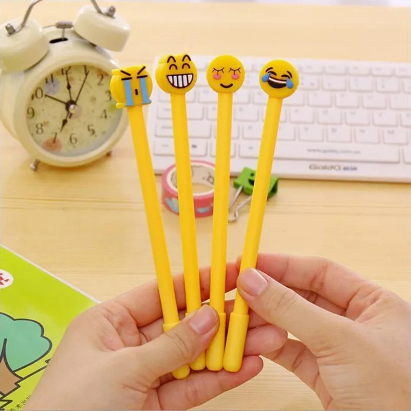 

Smiley Face Series Gel Pen Black Ink Color High Quality School Student Stationery And Office Supplies Pen 4PCS
