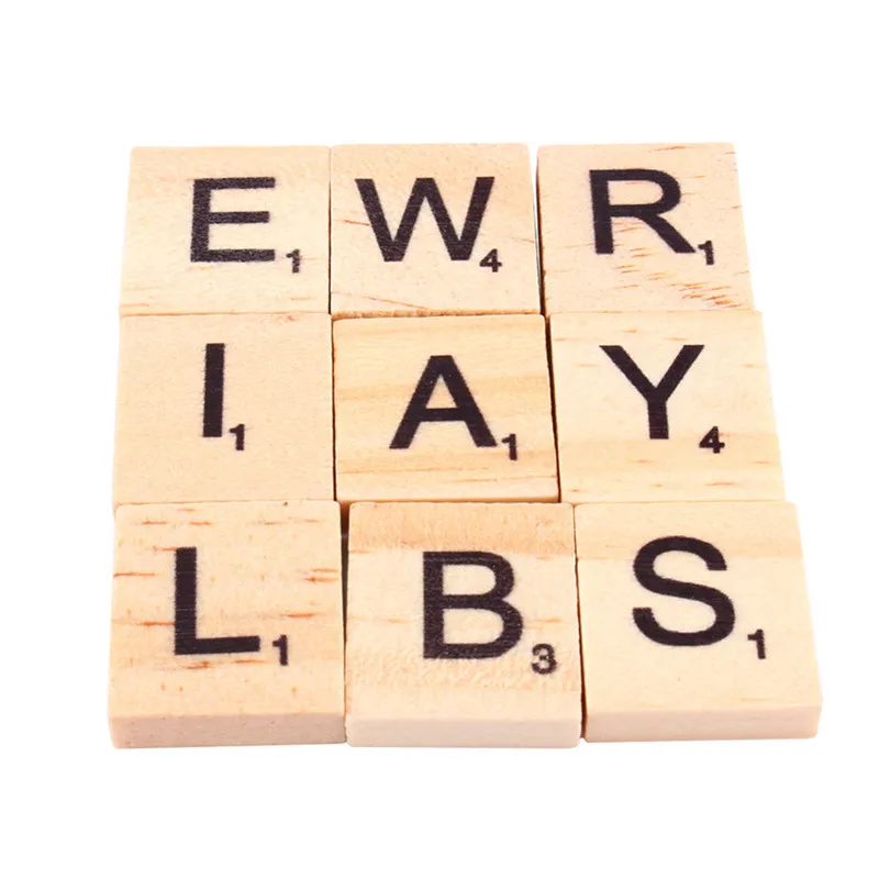 Горячая продажа 100 шт деревянные ремесла Алфавит Scrabble плитка буквы и цифры
