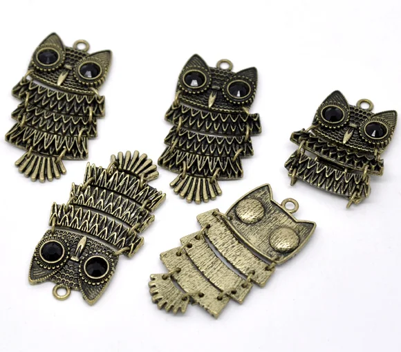 DoreenBeads 5 бронзовых тонов горного хрусталя подвески в виде совы для ожерелий 4 9x2 6