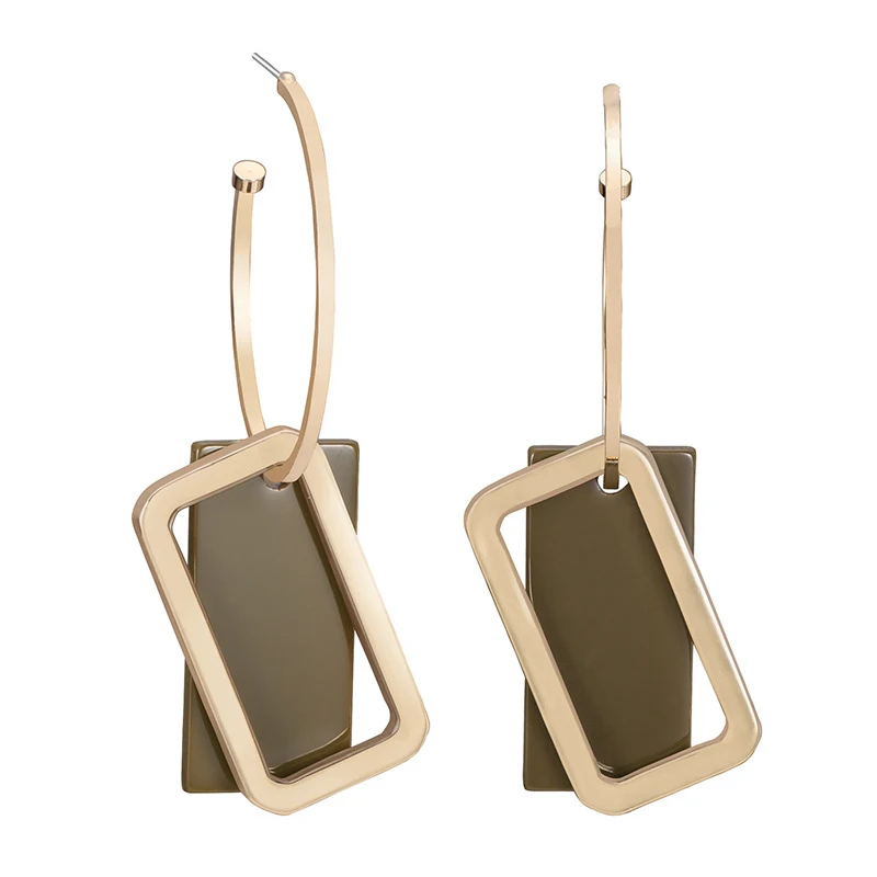 

New Arrival Fashion Square Hoop Earrings Brincos Acrylic Pendants Earrings For Women Unique Jewelry
