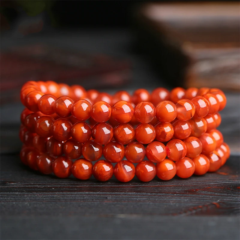 

Heat Sell Natural South Red Beads 108 Bracelet Rose Flame Red Men And Women Fund Hand String