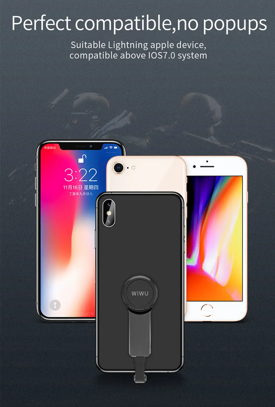 Адаптер WIWU для iPhone X Xs Max 8 8p 7 двойной адаптер Lightning 3 5 мм переходник аудиоразъема